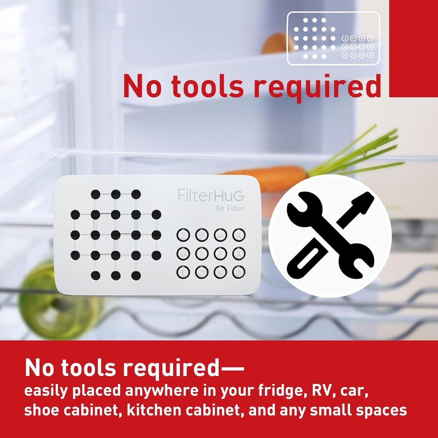 2Pack Premium Fridge Deodorizer & Odor Eliminator with Special Activated Carbon Fiber, Keeps Fridge, Freezer, and Other Spaces Fresh for Up to 6 Month, Universal Air Fiter by FILTERHUG®