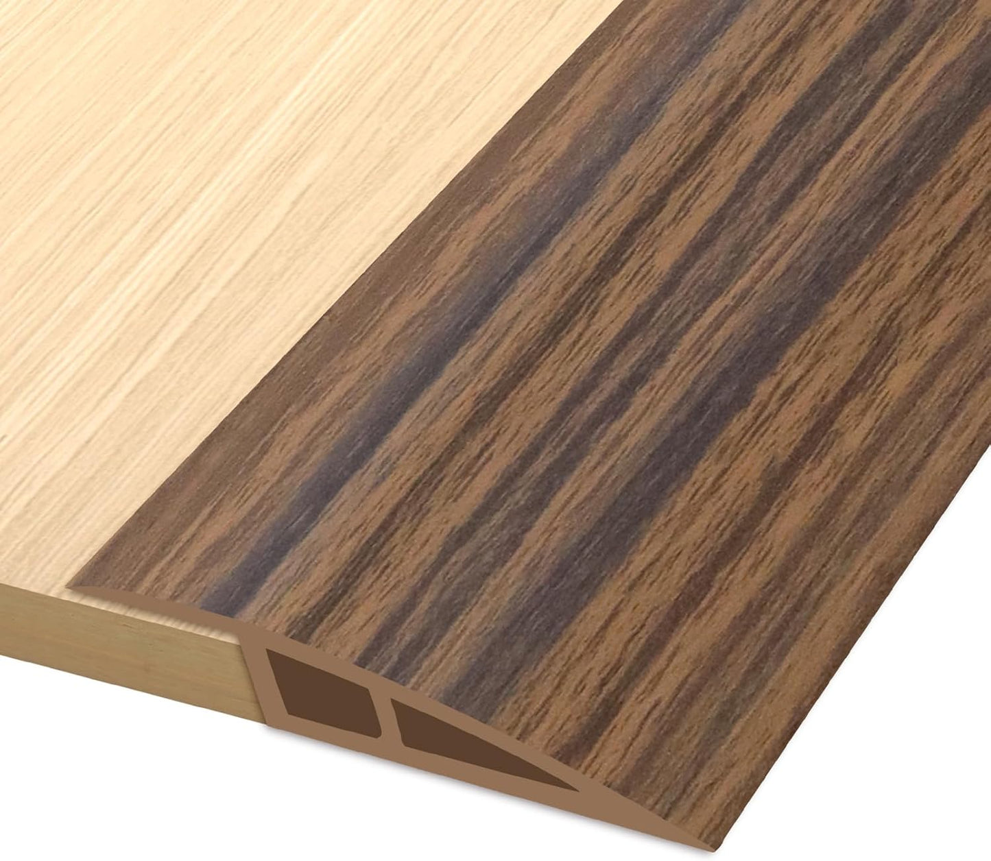 Vinyl Door Threshold Flooring Transition Strip Self Adhesive Carpet Edging Strip for Laminate Doorway Edge Threshold from 1/5" to 2/5" (Smoked Brown Wood Grain, 10 Ft)