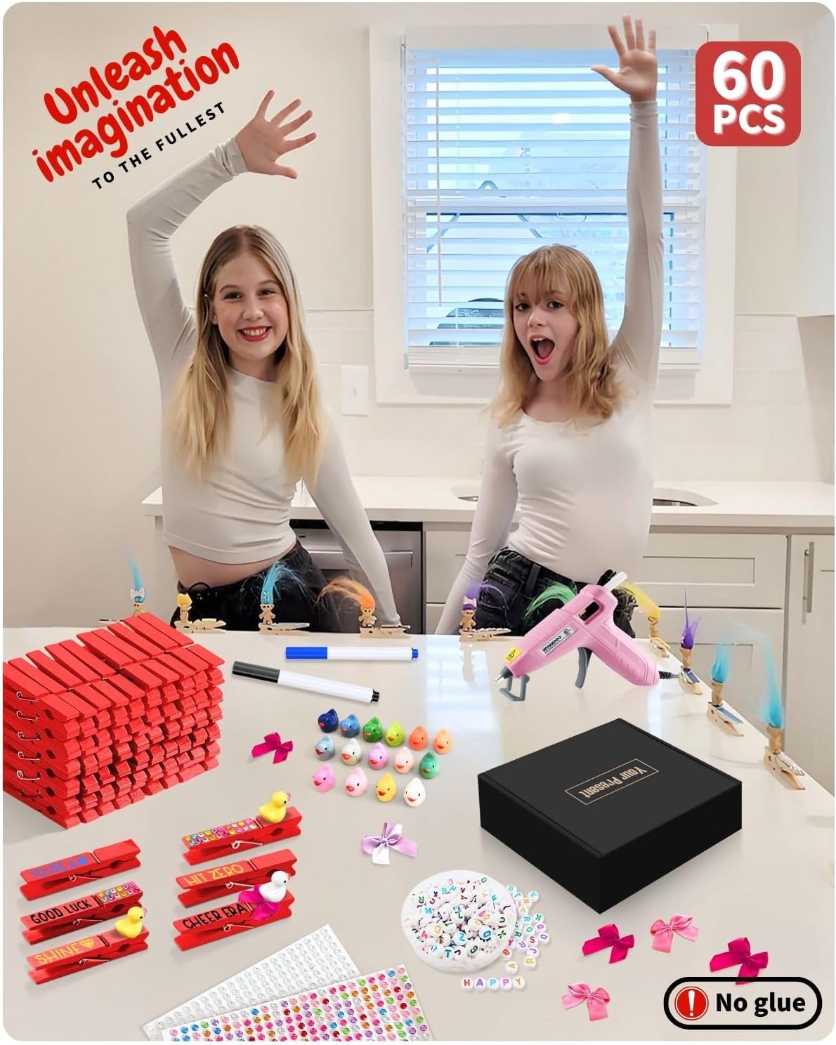 Cheer Pins for Backpack Cheer Stuff Kit 70 Red Colored Clothes Pins with Mini Resin Ducks Bows Letter Beads Team Cheerleaders Gifts Bulk Pin Me Ribbon for Bag Decorations Competition Spirit Clips