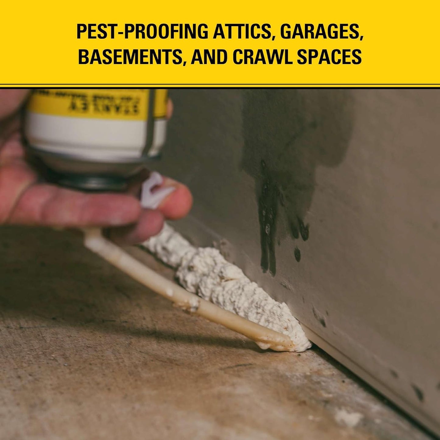 Stanley F993 Expanding Foam Sealant Spray – (1x12oz) Gaps & Cracks Filler, PestBlocker for Indoor/Outdoor Use – Paintable, Waterproof, Polyurethane Insulation Foam with Straw Applicator | 1 Pack