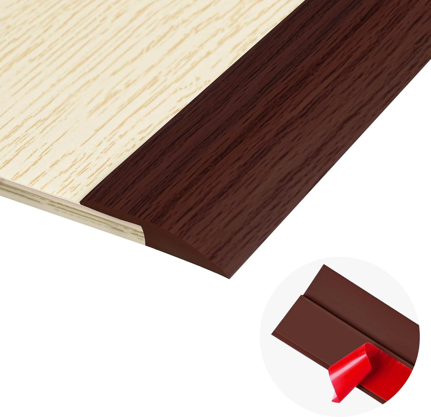 3.3Ft Carpet Floor Transition Strip, Self Adhesive Floor Edging Trim Strip for Doorway, PVC Floor Divider Threshold Cover Suitable for Threshold Height Less Than 5 mm - Red Wine