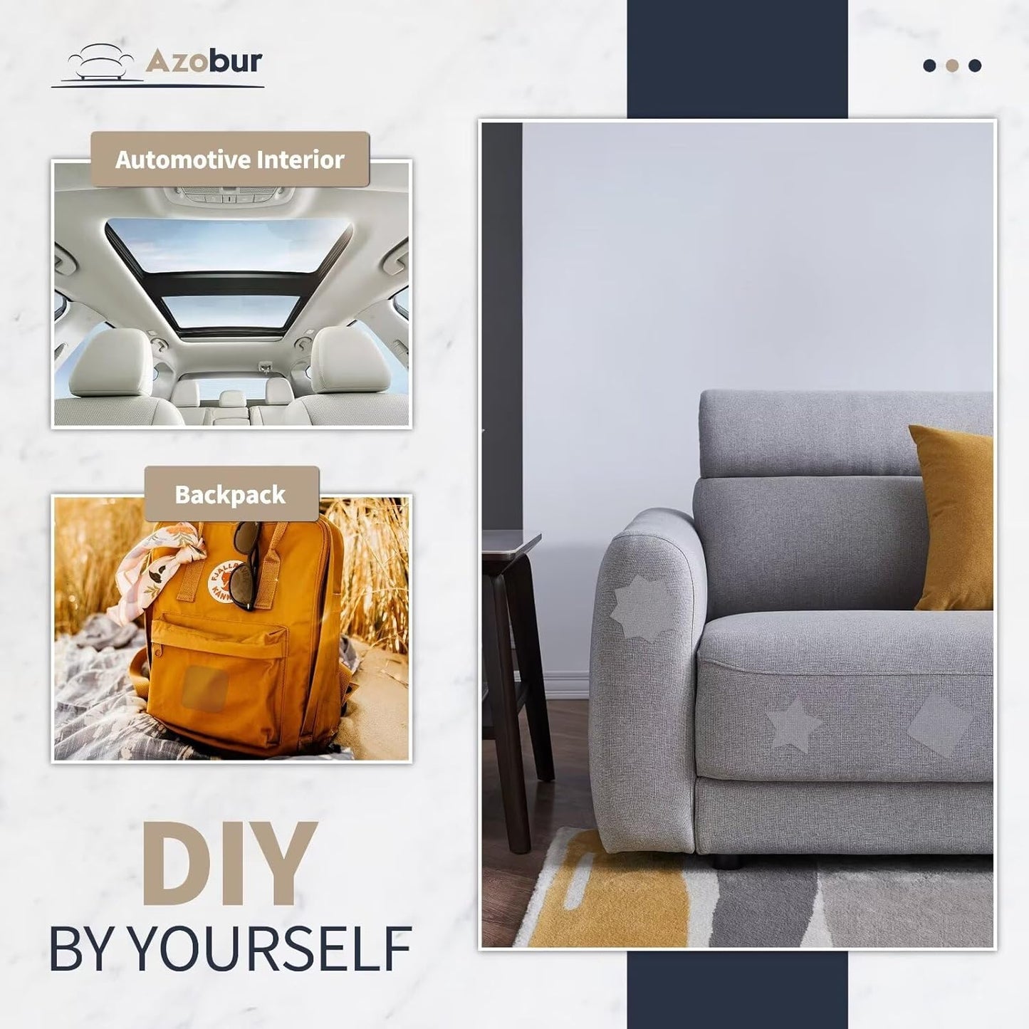 Azobur Velvet Patch,Self-Adhesive Rectangular Flannel Fabric Patch,Multicolor Available Anti Scratch Velvet 8X11 Inch Peel and Stick for Sofas, Automotive Interior, Handbags,and Pillow (Orange)