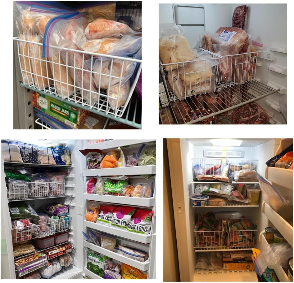 16inch Upright Freezer Organizer Baskets for 13-14,16-21 cu.ft Standup Freezer, Settle freezer chaos and reduce food waste effectively, Durable, Fully Use Space, Improve Air Circulate,Pack 6