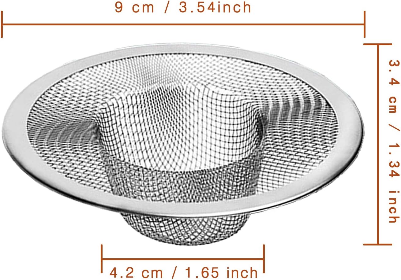 2pcs Heavy Duty Stainless Steel Slop Basket Filter Trap,3.54" Top / 1.65" Mesh Metal Sink Strainer,Perfect for Kitchen Sink/Bathroom Bathtub Wash Basin Floor Drain Balcony Drain Hole,Utility