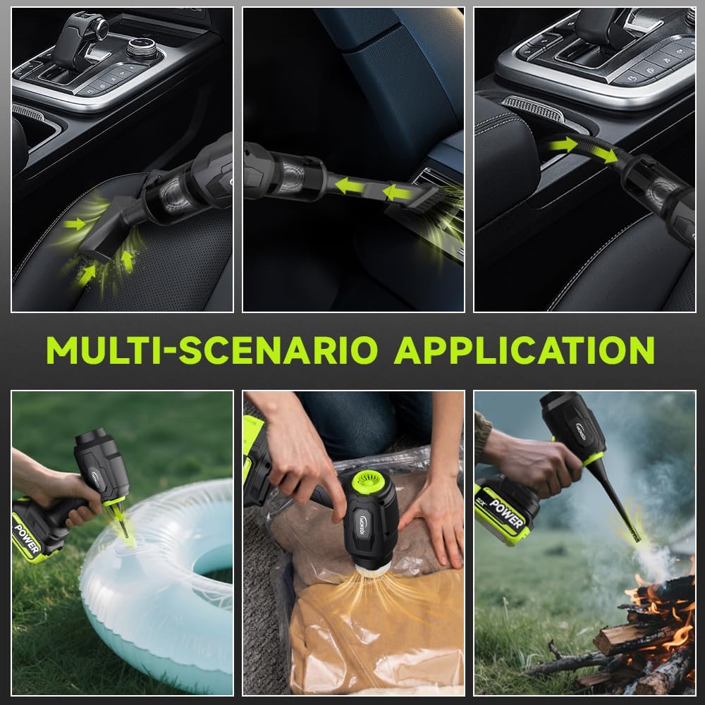 Handheld Car Vacuum Cordless, Portable Cars Vacuum Cleaner with 40000Pa High Power & Suction, Powerful 4-in-1 Hand Held Air Duster Fast Cleaning for Car,Home,Office,Pet Hair (Green)