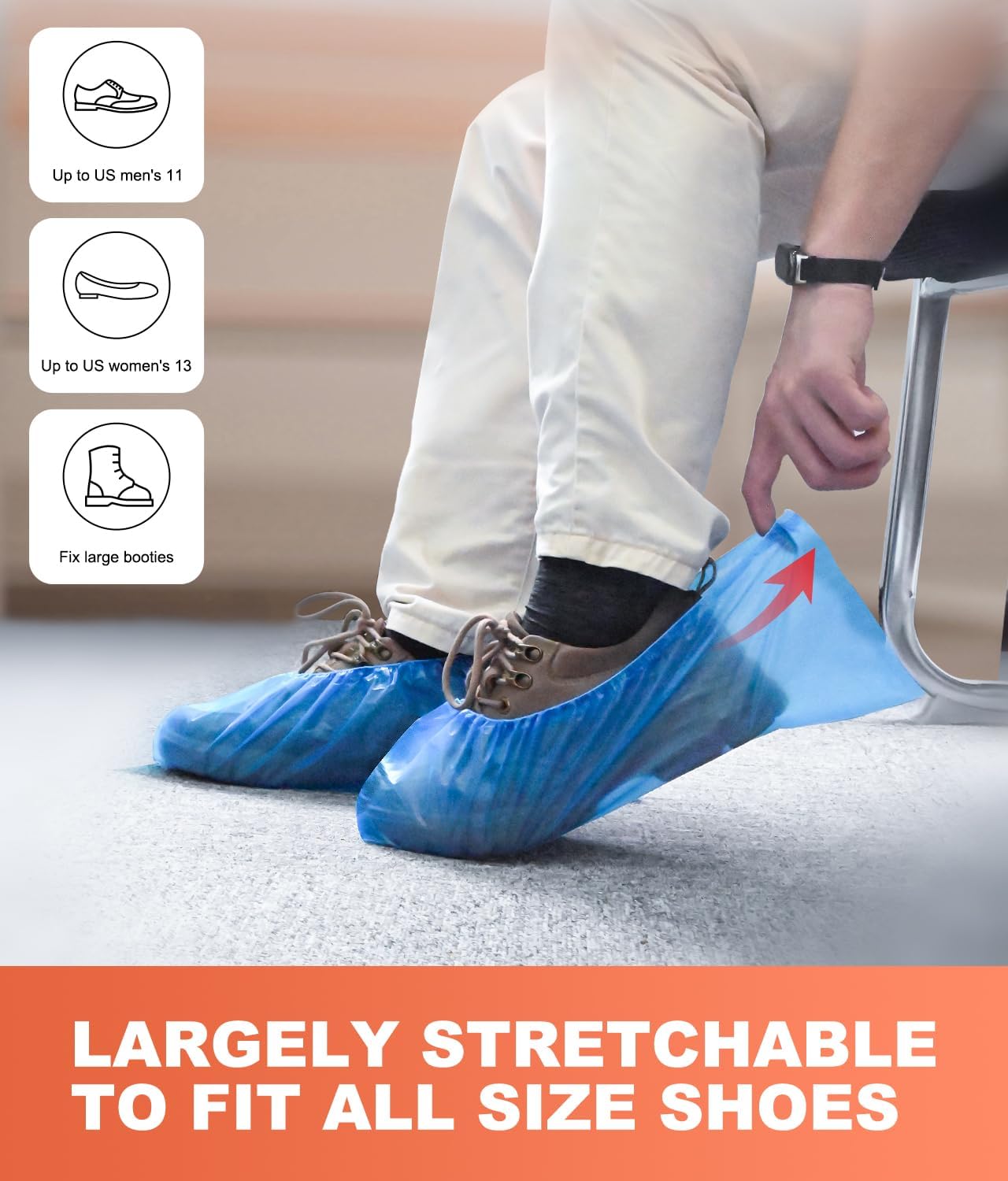 Shoe Covers Disposable Non Slip - 70‑Pack Compact Tear‑Off Roll, Waterproof CPE Boot Covers,Disposable Shoe Covers, Shoe Booties for Indoor Use, Home Cleaning, Real Estate (One Size Fits Most)