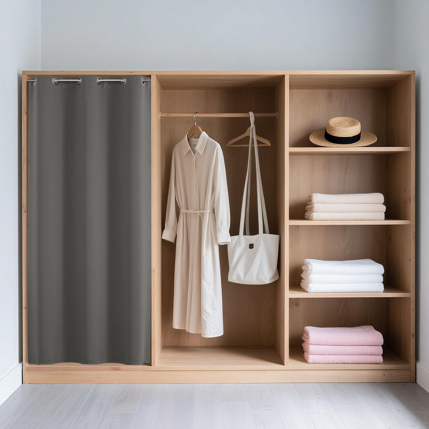 Joydeco Blackout Door Curtain for Doorway Privacy 78 Inches Long, Grommet Closet Curtain for Open Closet, Room Divider for Bedroom Living Room (Light Grey, 40Wx78L, 1 Panel)