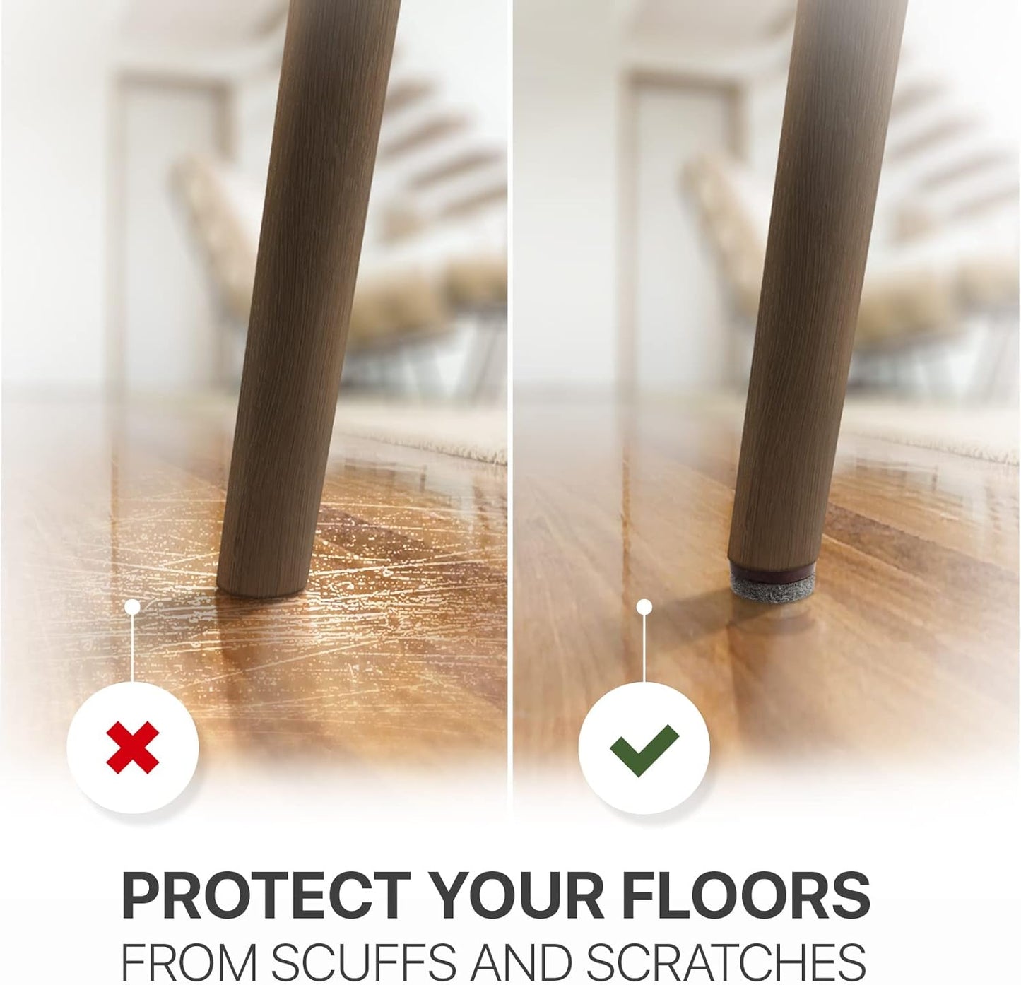 Felt Furniture Pads X-Protector 16 PCS - 1" Felt Pads with Prongs - Premium Felt Chair Pads - Furniture Pads for Hardwood Floors - Chair Floor Protectors for Hardwood- Slide Your Furniture Easily!