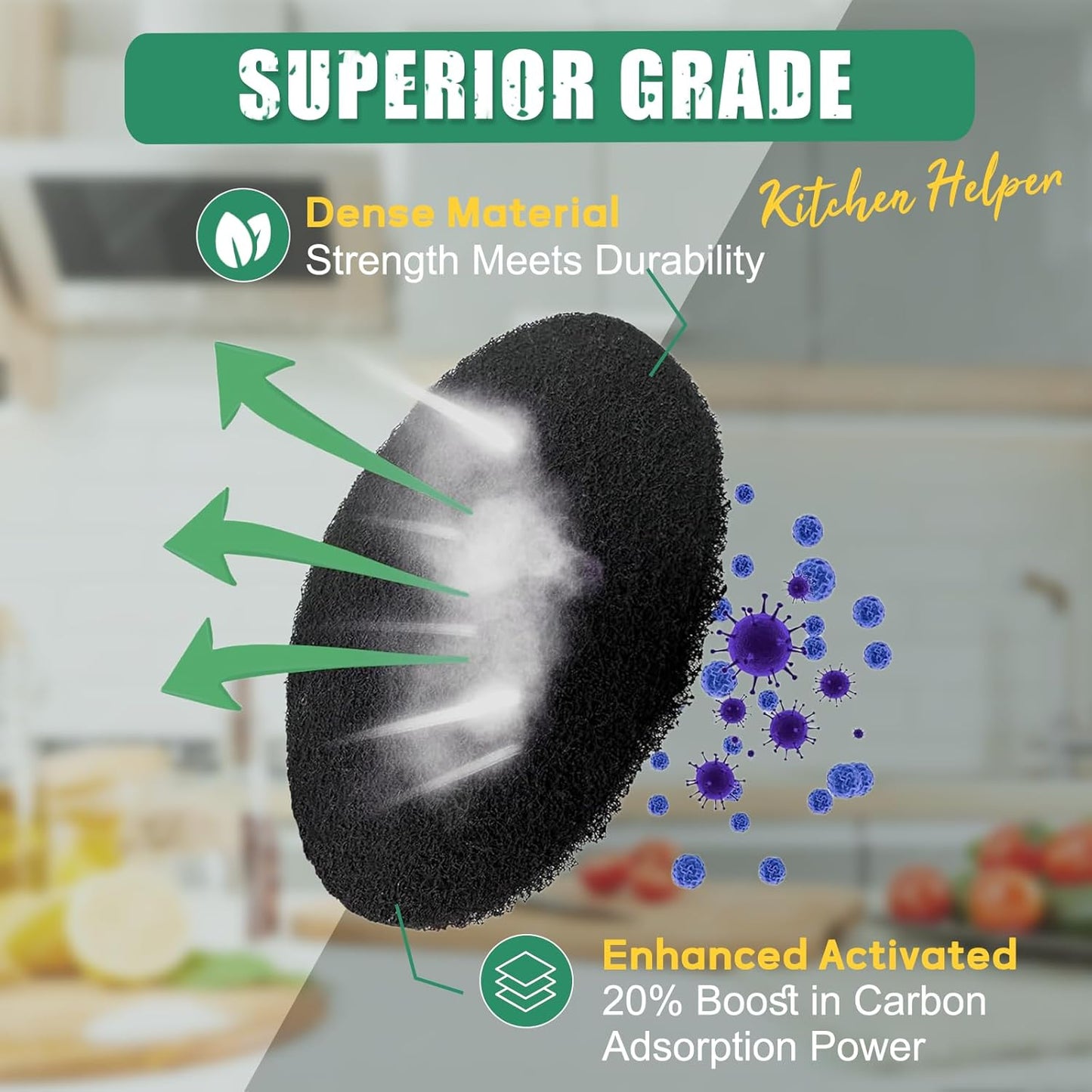 6.7 Inch Charcoal Filters for 10 Pack Kitchen Countertop Compost Bins - Extra Thick 0.3" for Longer Lasting Activated Carbon
