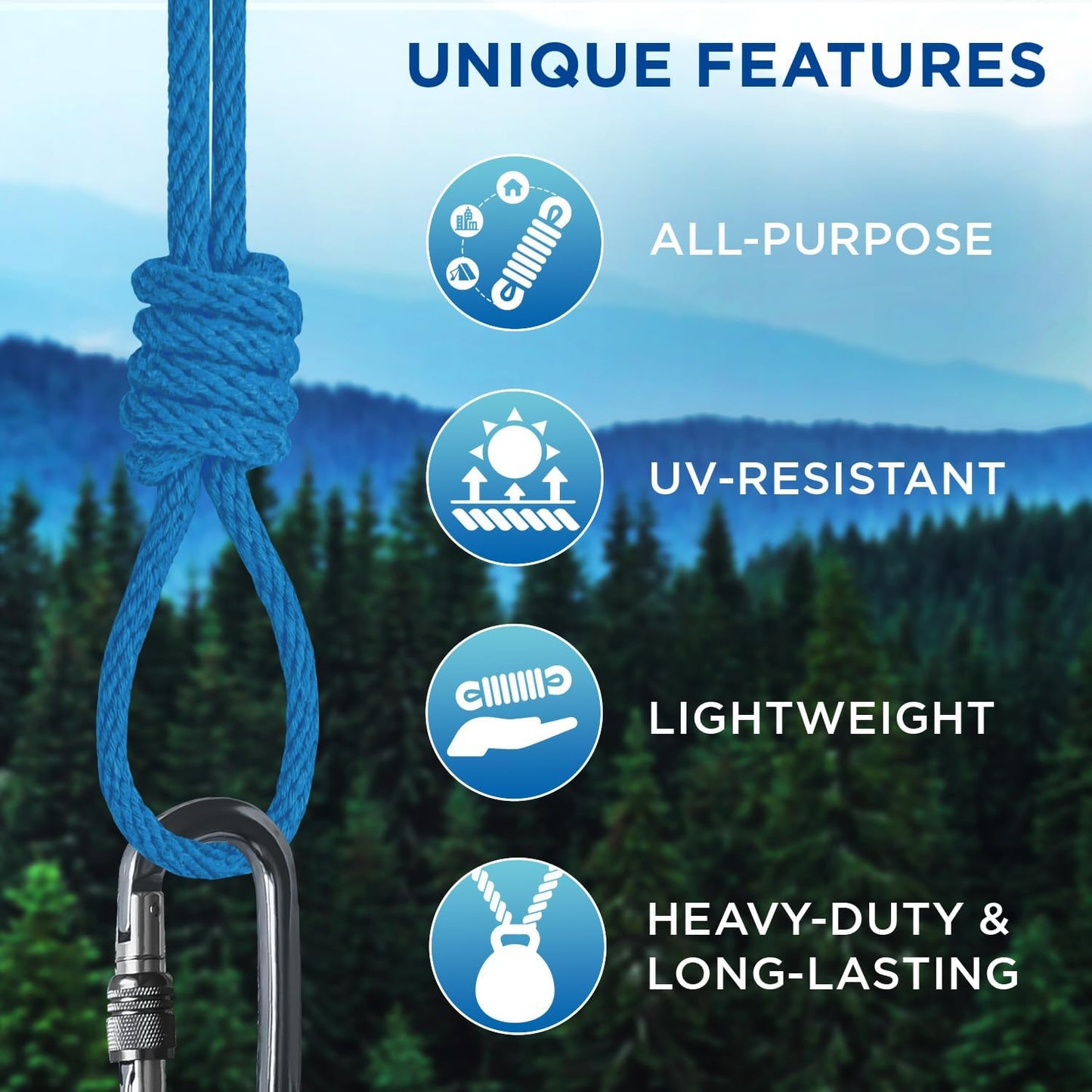 TECEUM Cotton Rope 3/16” (5 mm) – 50 FT – Strong All-Purpose Braided Rope – Natural Cotton – for Crafting, Сamping, Clothes Line, DIY, Indoor & Outdoor Use – Sky Blue