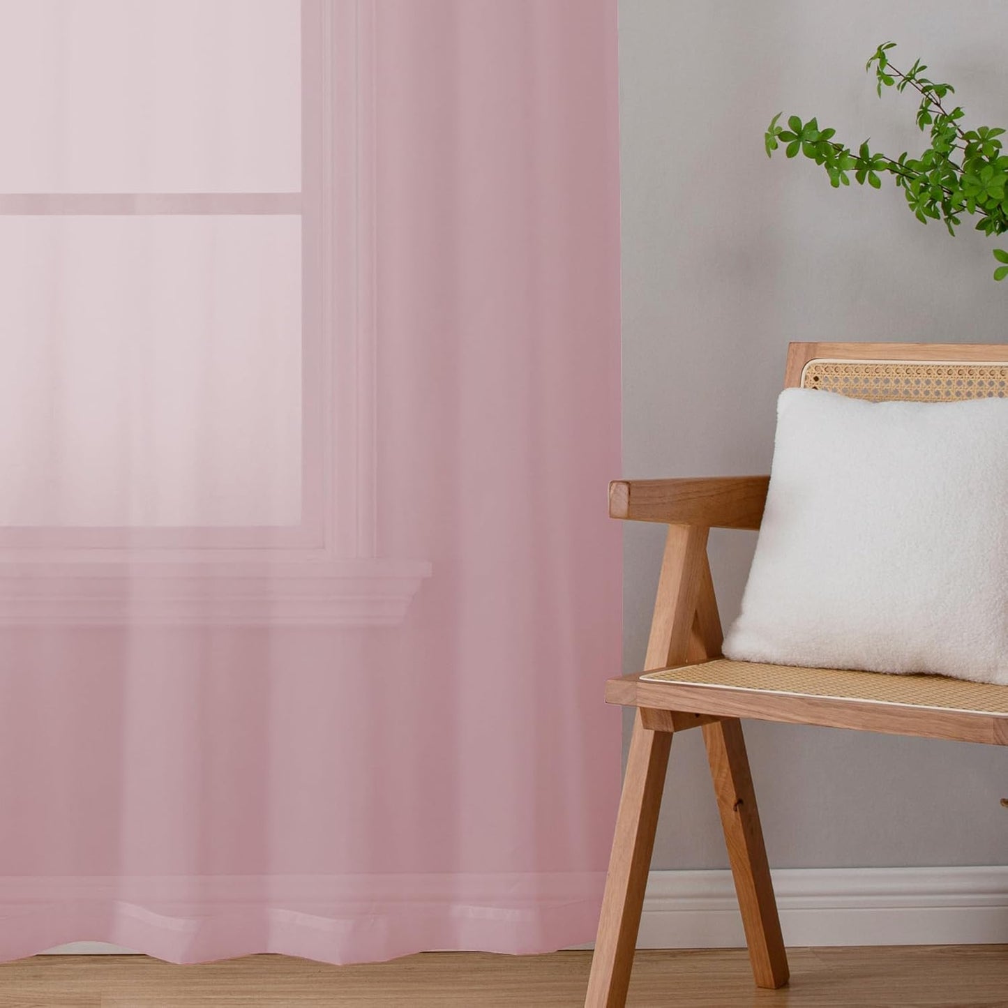 Chyhomenyc Sheer Curtains 63 Inch Length 2 Panels, Light Filtering Rod Pocket Window Sheer Curtain Drapes for Bedroom Living Room, 42Wx63L, 2 Panels, Blush Pink