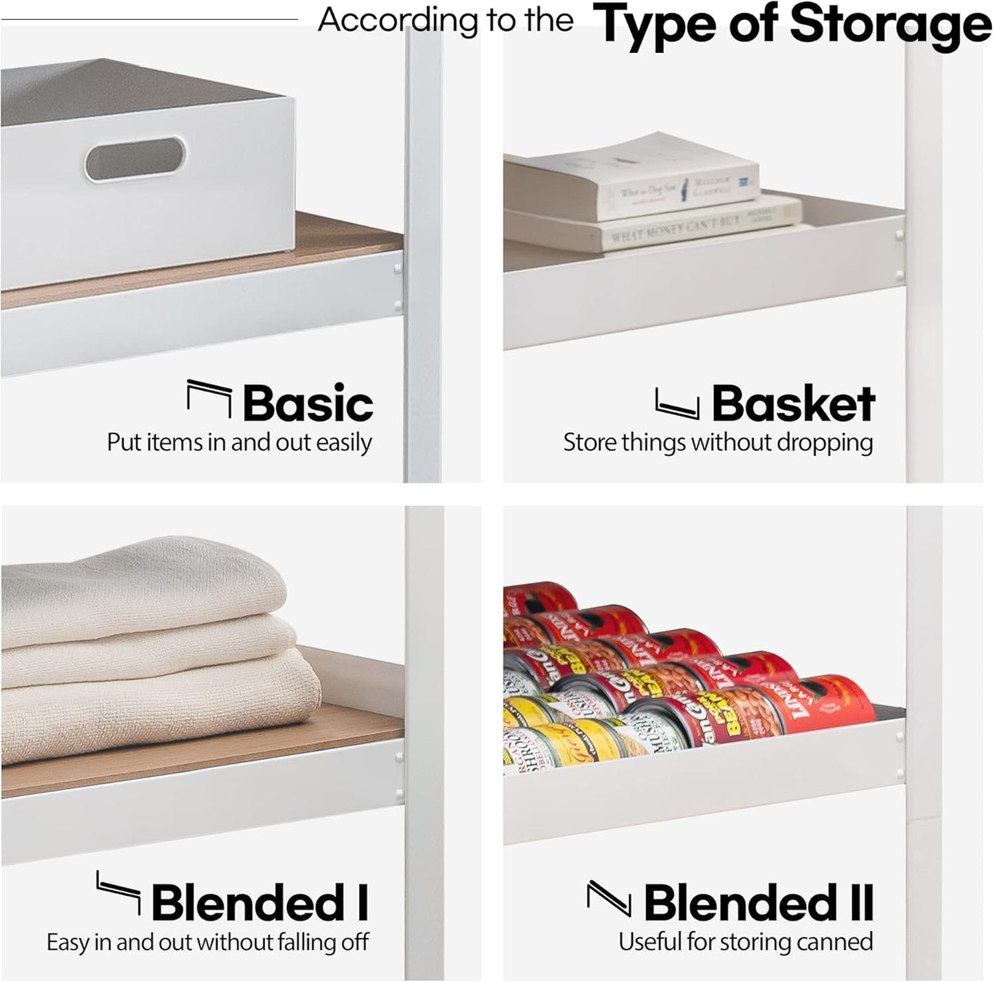 HOMEDANT House 5 Tier 24.4" W Laminated Metal Shelving Unit Adjustable Storage Utility Rack Heavy Duty Shelves Organization Multipurpose Shelf Kitchen Garage Pantry Closet 10 Pack