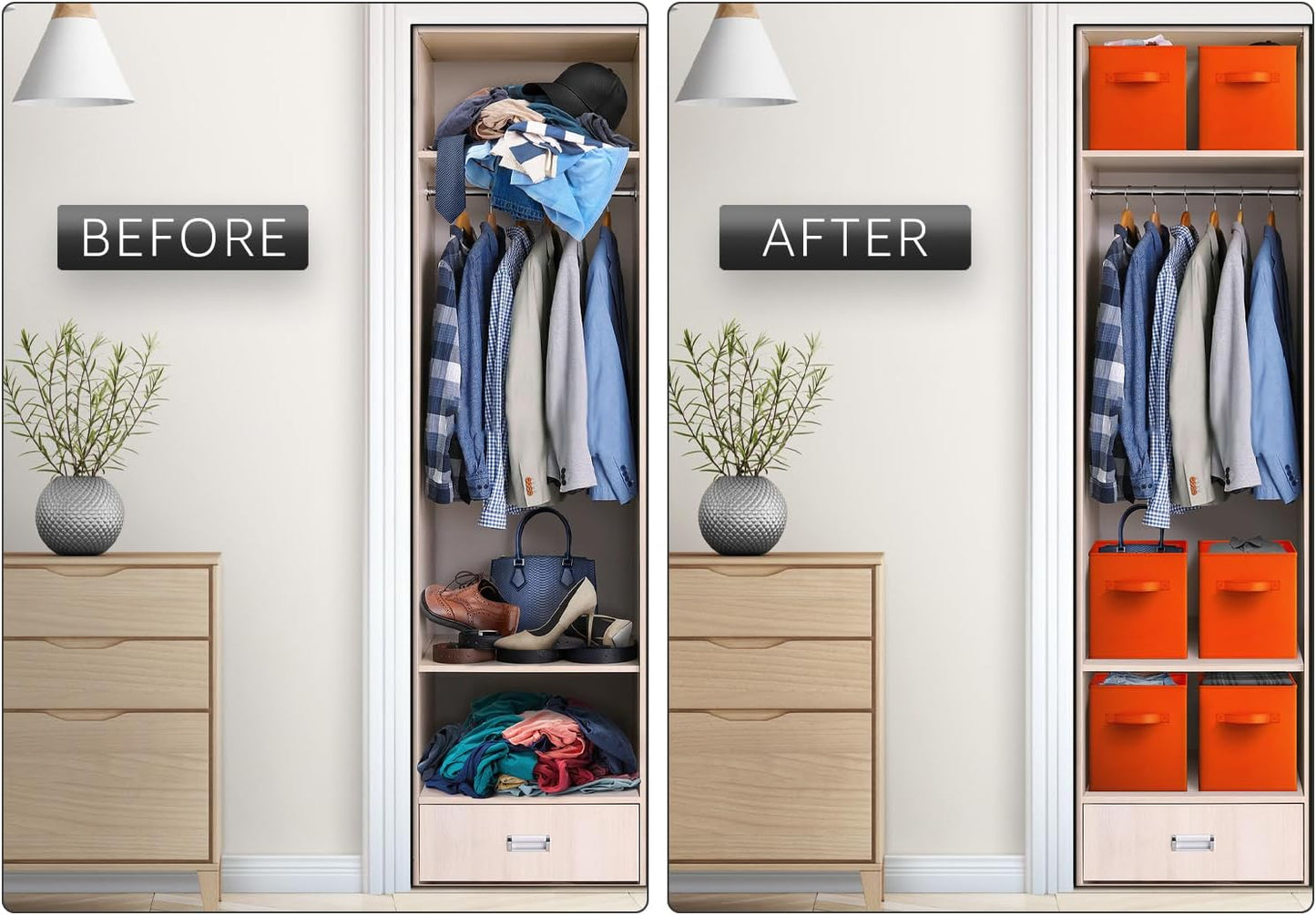 Sorbus 13 Inch Storage Bins - Sturdy Collapsible Fabric Storage Cubes with Handle - 8 Foldable Baskets for Organizing Clothes, Toys, Books - Storage Baskets for Shelves, Closets