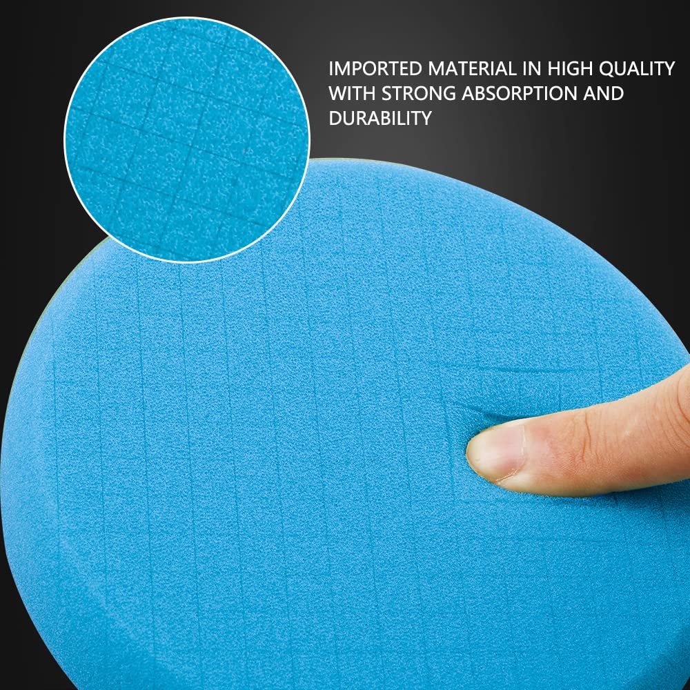 Blue Polish Pad, Buffing Polishing Pads, SPTA 3Pcs 6.5 Inch Face for 6 Inch 150mm Backing Plate Compound Buffing Sponge Pads for Car Buffer Polisher Compounding, Polishing and Waxing -FPTSS6B-3