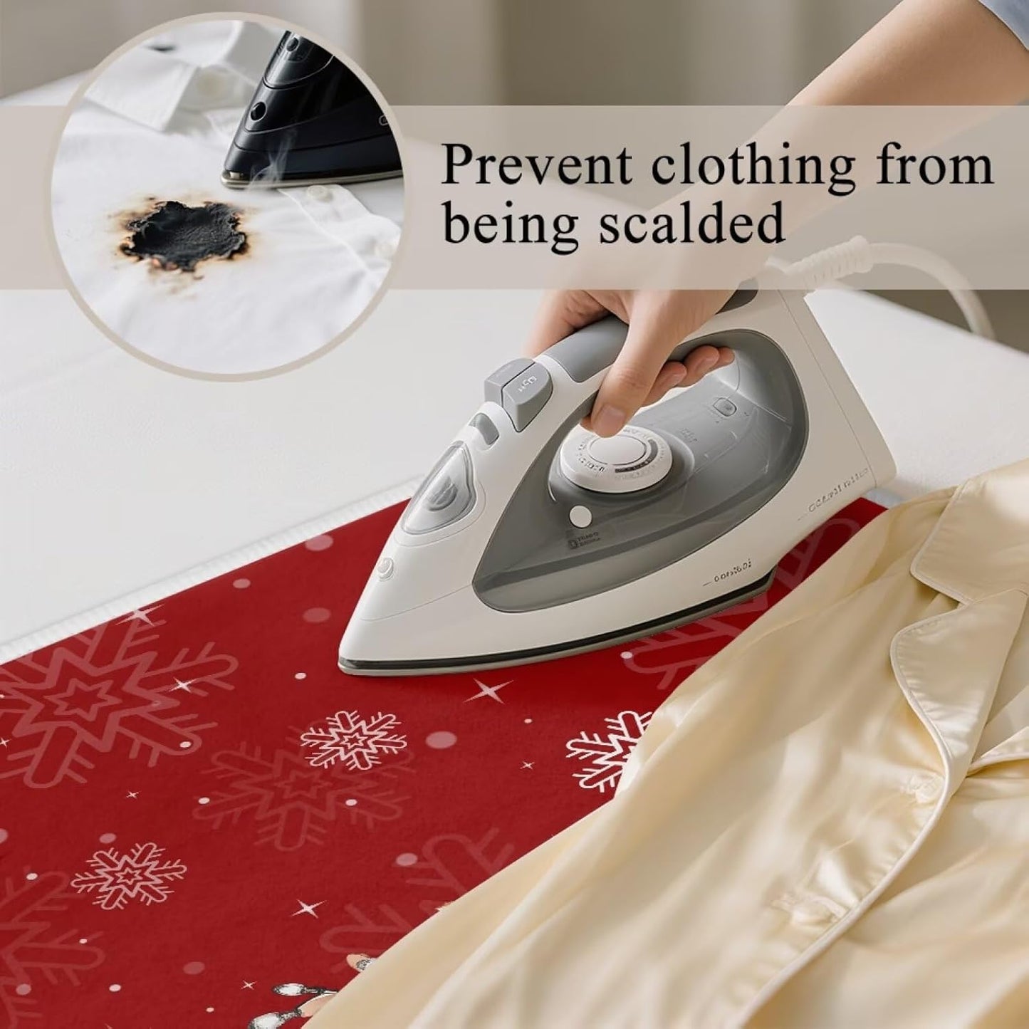 Red Ironing Pad Christmas Ironing Blanket Thick Travel Iron Pad Heat Resistant Ironing Board Cover for Table Top, Washer, Dryer,32 x 16 Inch Deer Ironing Mats