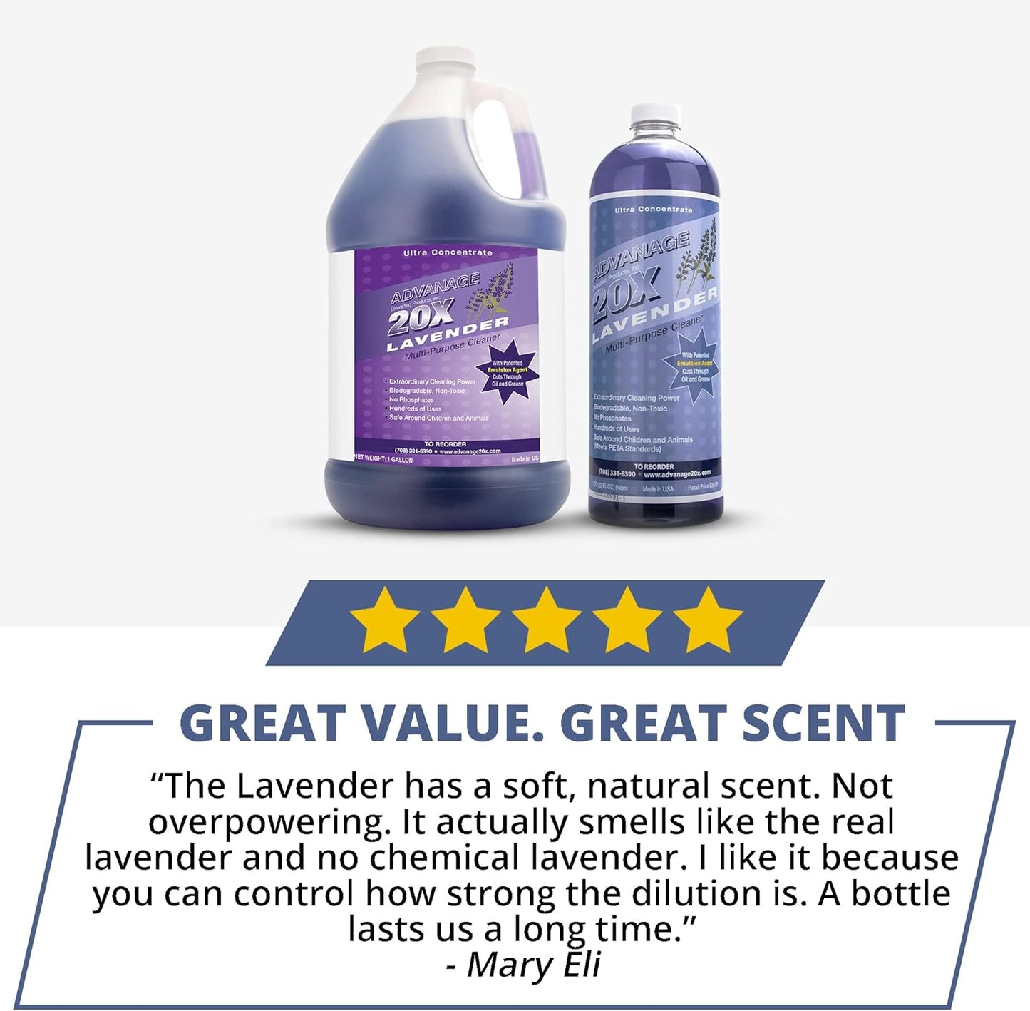 All Purpose Cleaner Concentrate - Advanage 20X The Wonder Cleaner Lavender for All Surfaces Around Bathroom, Kitchen, Oil and Grease, Multi Purpose Cleaner for Household Cleaning Solution | 128 FlOz
