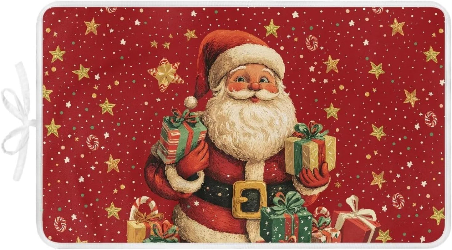 Ironing Mat Christmas Portable Ironing Pad Blanket for Table Top Heat Resistance Foldable Lightweight 32 x 16 Inch Santa Claus Small Ironing Pads for Washer,Dryer,Countertop