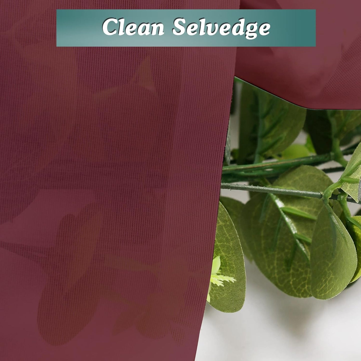 Chyhomenyc Short Sheer Curtains 45 Inches Length 2 Pieces, Light Filtering Soft Voile Curtains Drapes for Half Window/Bedroom/Bathroom/Living Room, Burgundy