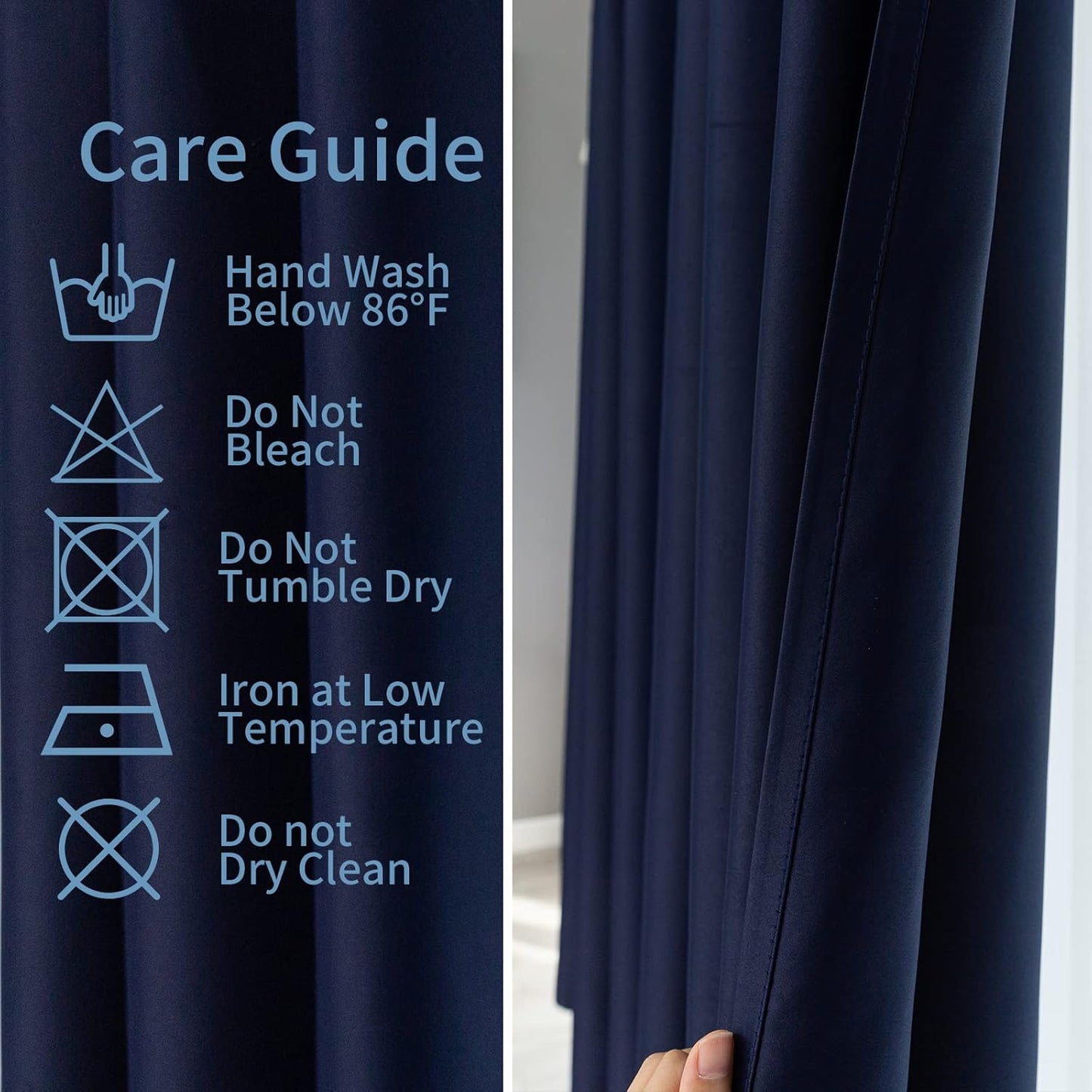 Cafe Kitchen Curtains 36 Inches Long 2 Panels, Blackout Tier Curtains with Rod Pocket, Short Black Out Curtain for Small Window, 42" Wide and 36" Length, Set of Two, Navy Blue