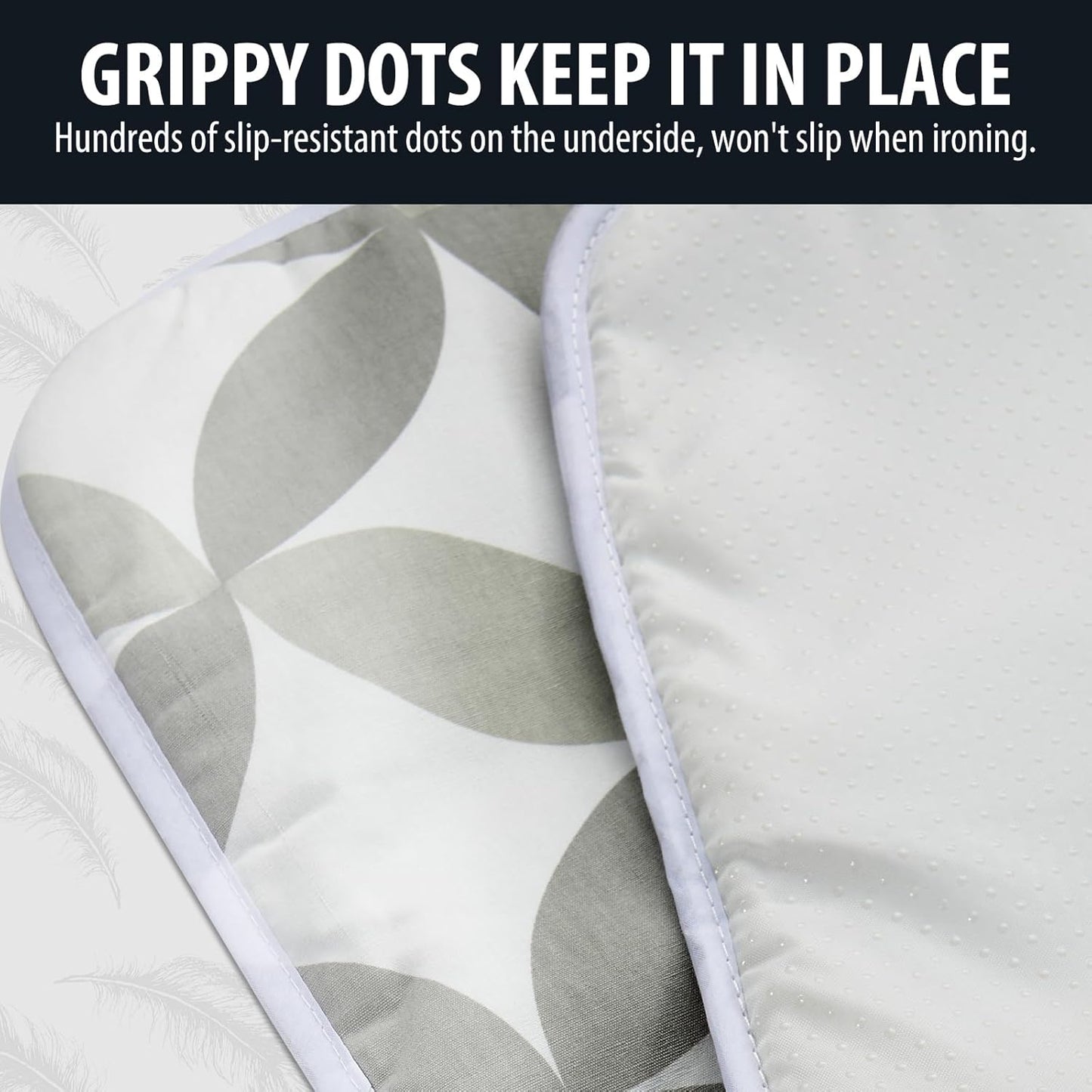 Seiritex Ironing Mat, Portable Ironing Pad 39.4 x 18.9 inch Table Top Iron Board 5 in 1 Travel Iron Blanket for Washer, Dryer, Counter top, Grey Clover