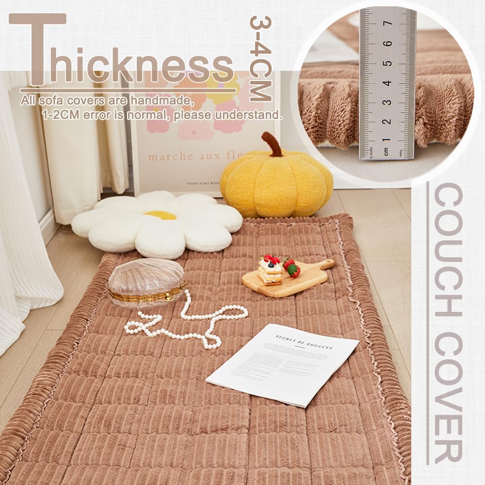 Couch Cover for Dogs Washable, Fuzzy Pet Couch Covers for 3 Cushion Sofa Pet Friendly, Non Slip Sofa Cover (Dark Brown, 27.6" x 82.7"/70 x 210cm)