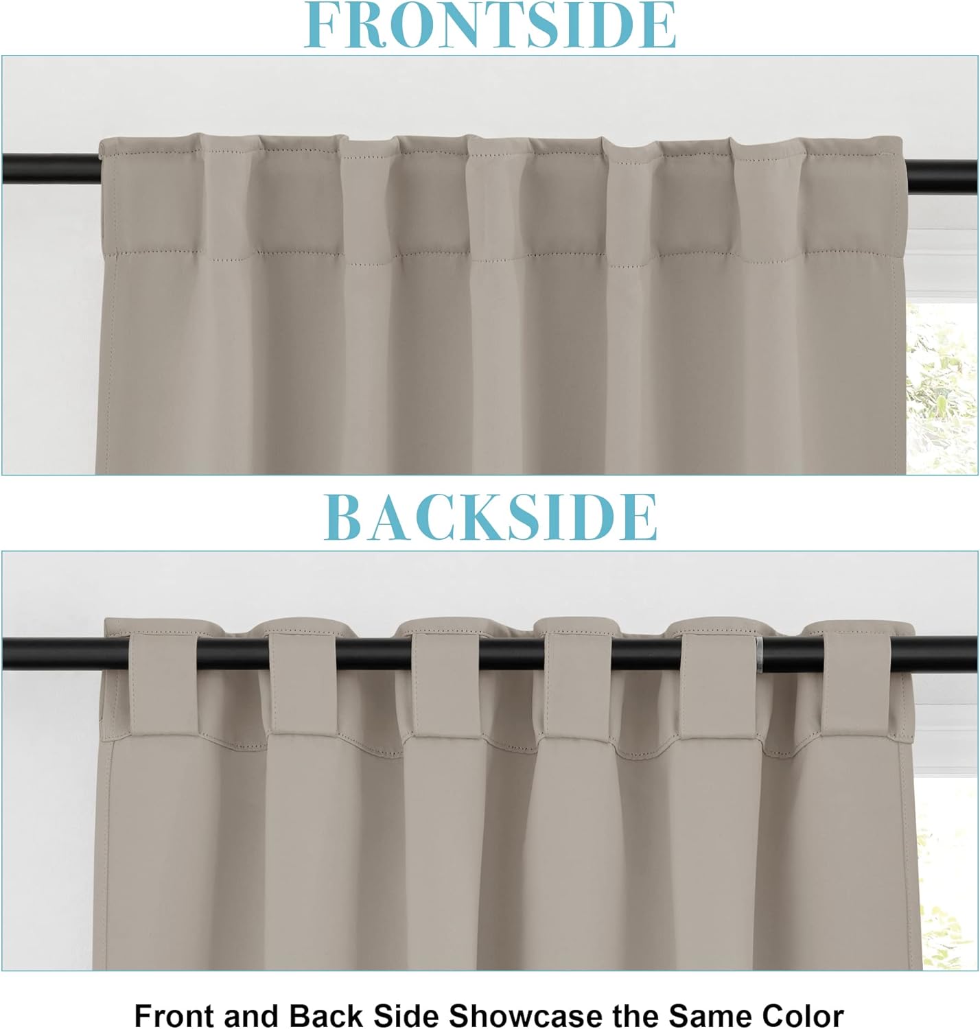 RYB HOME Blackout Curtains for Living Room Thermal Insulated Privacy Window Blinds for Kids Bedroom Cafe Bathroom Home Office, 42 inch Width x 54 inch Length, Sand, 2 Panels