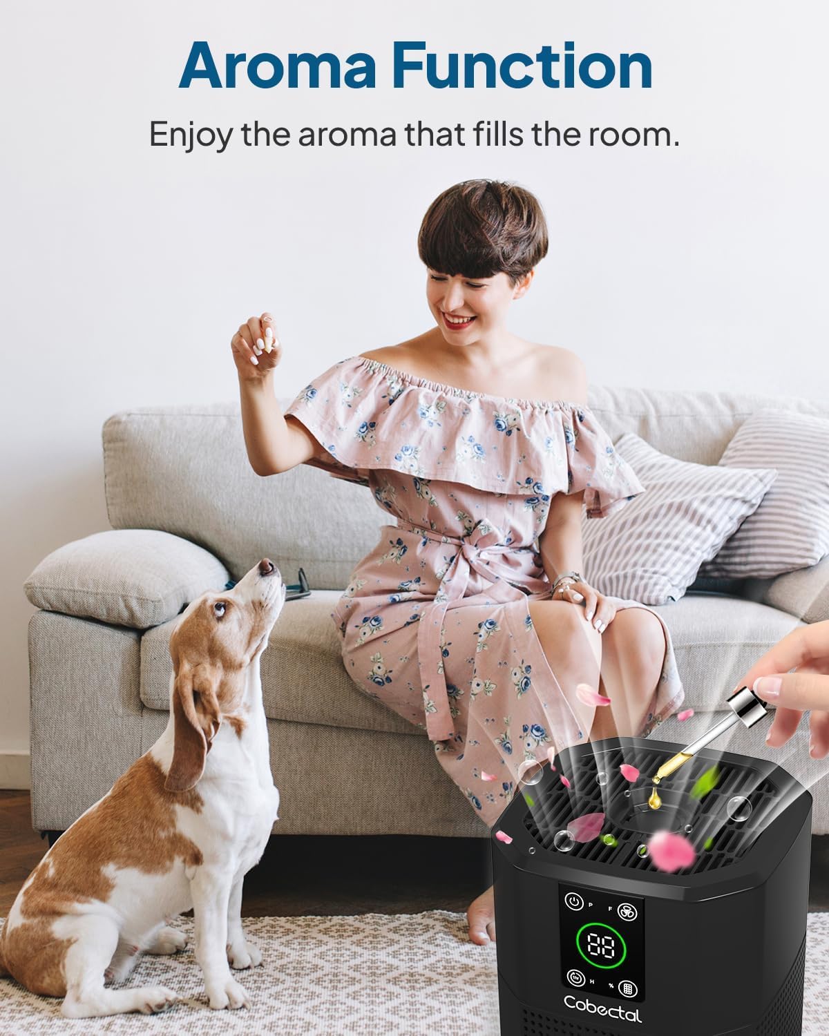 2 Pack Air Purifier for Bedroom Home, Cobectal Room Air Cleaner with 3-in-1 Filter, Aroma Function & Sleep Mode, Timer Setting, Desktop Small Air Purifier for Office, Dorm, Hotel, RVs (Black)