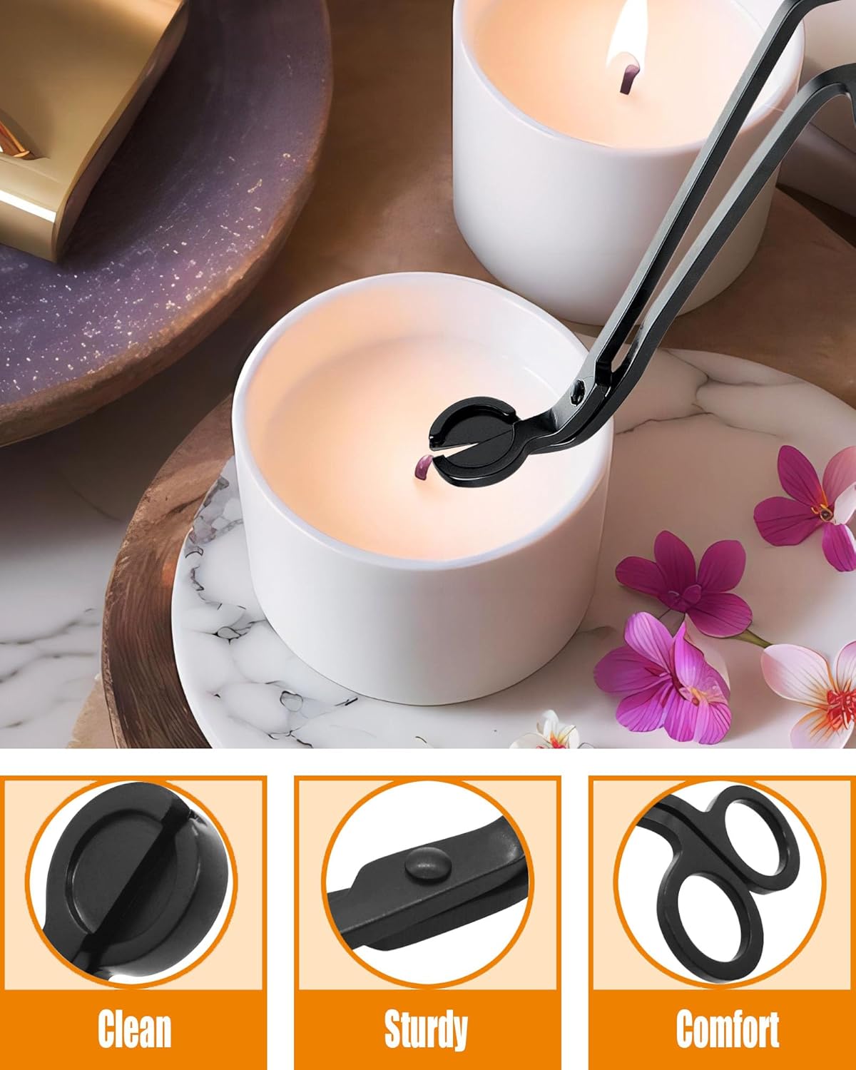4 in1 Candle Accessory Set with Rechargeable Candle Lighter, Candle Wick Trimmer, Candle Wick Snuffer, Candle Wick Dipper, Candle Care Kit (Matte Black)