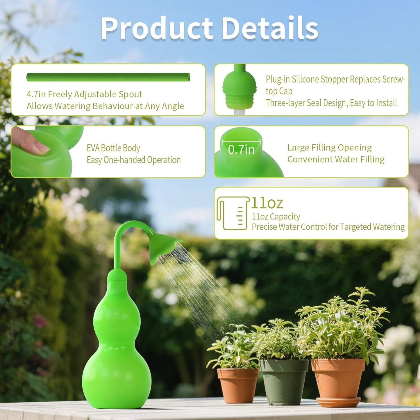 Squeeze Bottles for Plants, 11oz Small Watering Can for Succulent, Muti-function Squirt Bottle for Seedling Watering, Wash, tattoo, Cyan