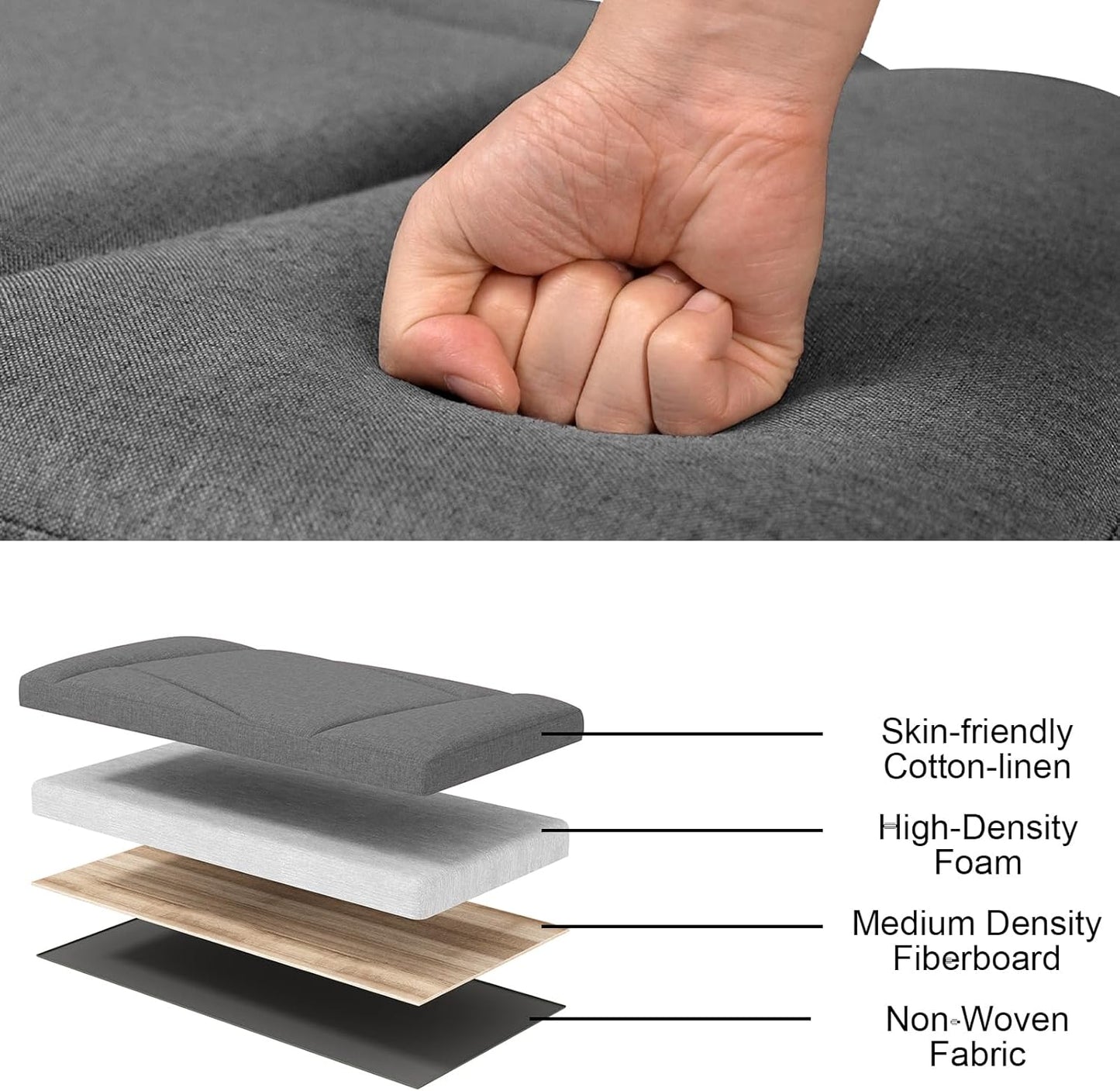 Folding Storage Ottoman Bench, 30 Inches End of Bed Bench Folding Ottoman Storage for Bedroom, Entryway and Living Room, 30"x15"x15",Dark Gray