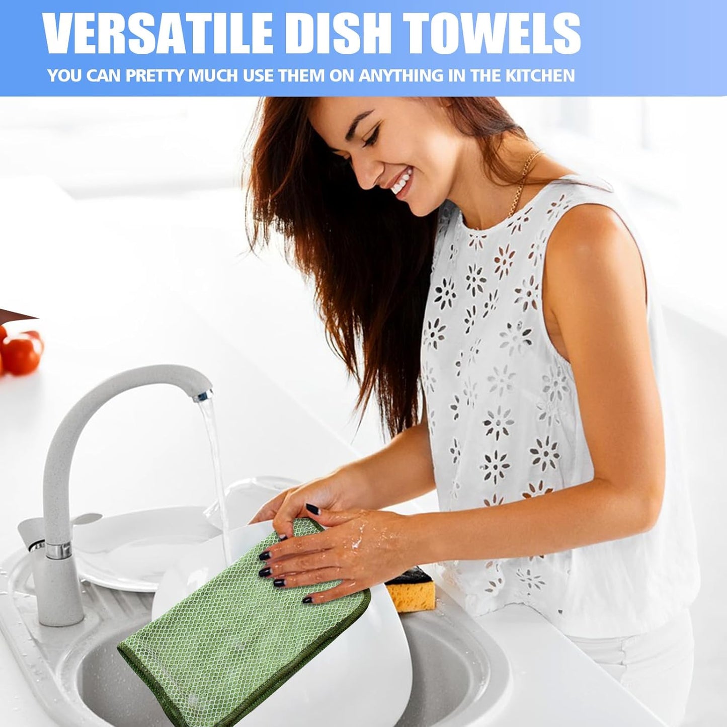 KinHwa Kitchen Washcloths for Dishes Absorbent Microfiber Dish Cloths Quick Dry Dish Rags with Poly Scour Scrub Side Ideal for Kitchen Cleaning (Mixing Colors #1, 12inchx12inch 9 Pack)