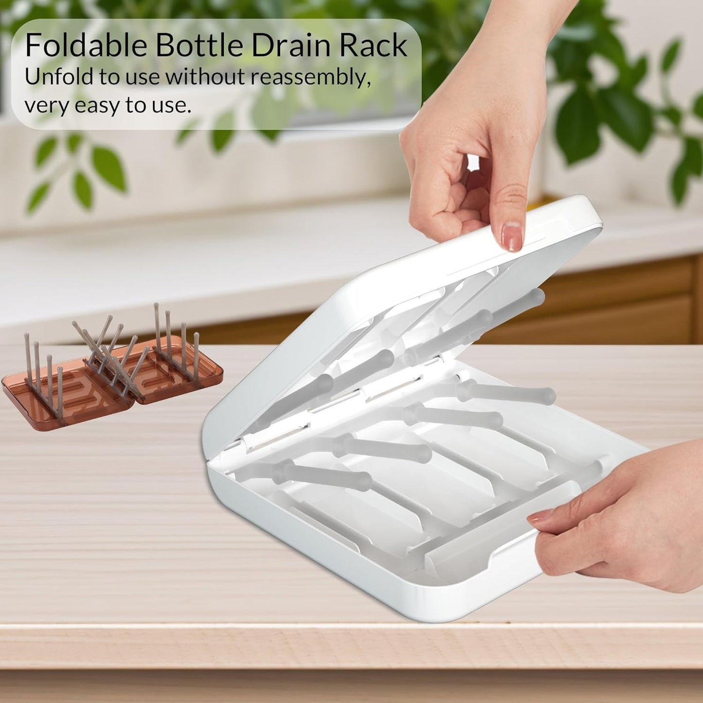 Travel Bottle Drying Rack Space Saving,Foldable Bottle Drain Rack with 16 Ribs,Portable Baby Bottle Drying Rack for Bottles,Breast Pumps and Other Feeding Accessories,Widely Used Daily Basis