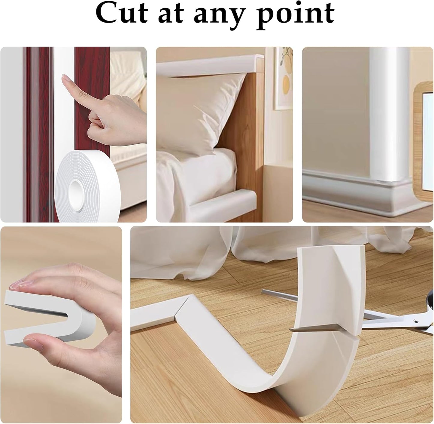 Weather Stripping Door Seal White,1/2Inch Wide X 1/4 Inch Thick,Air Conditioner Window Seal,Self Adhesive Foam Tape High Density Foam Sealing Strip,Soundproof Foam Tape Roll,Total 16.4 Feet Long
