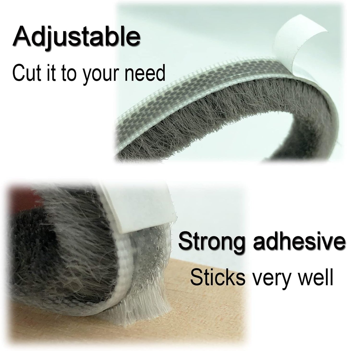 Brush Weather Stripping for Windows/Doors Frame Side, Pile Self Adhesive Weatherstrip Seal Strip Sealer for Soundproofing(16ft x11/32 Backing x 9/16 Brush inch, Brown)