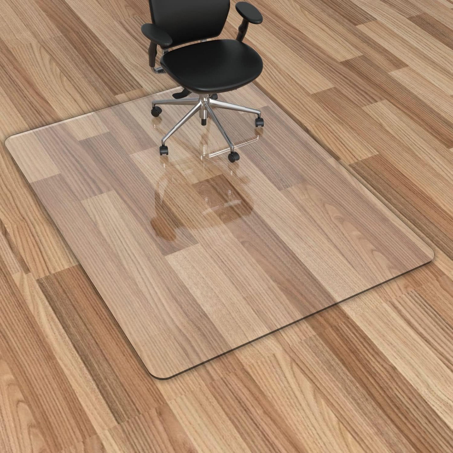Office Chair Mat for Hardwood Floor, 1/8" Thick 53"x 45" Crystal Clear Hard Floor Chair Mat, Transparent Floor Protector Mat Flat Without Curling