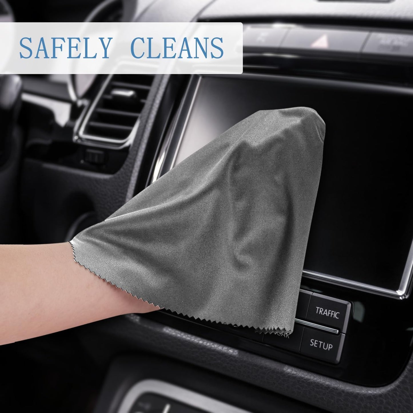 Frienda 12 Pack Large Microfiber Glass Cleaning Cloths 12 x 12 Inch Oversized Sunglasses Cleaning Cloths for Electronics Glasses Screens and Lenses(Blue,Deep Gray)