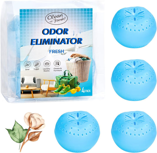 4 Pack Baking Soda Deodorizers, Fresh Scent Shoe Deodorizer Balls, Air Freshener for Home, Odor Eliminator for Closets Bathroom Pets, Up to 80 Days