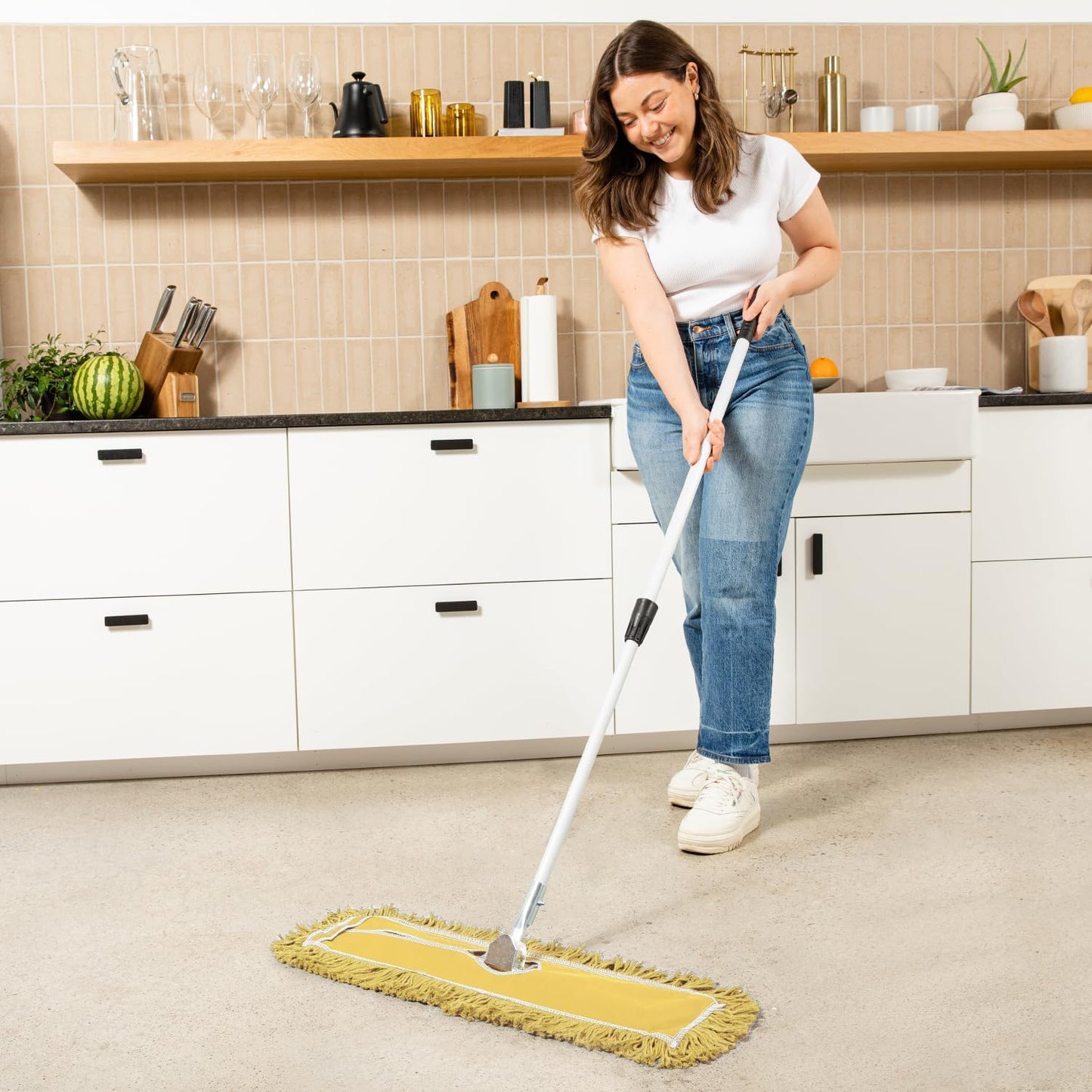 36 Inch Yellow Commercial Dust Mop & Floor Sweeper with Extendable Handle – Mop for Hardwood, Tile, and Concrete Floor Cleaning