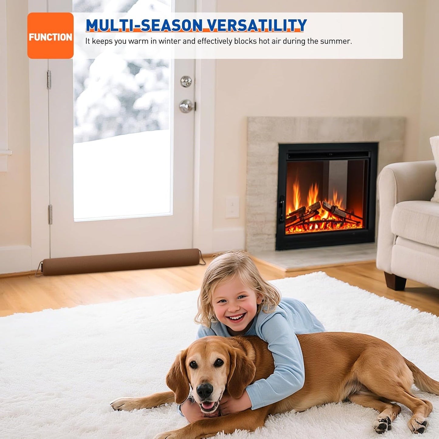 MAGZO Door Draft Stopper, 32 Inch Under Door Draft Blocker Noise Stopper, Weighted Wind Blocker Draft Guard for Bottom of Door, Brown