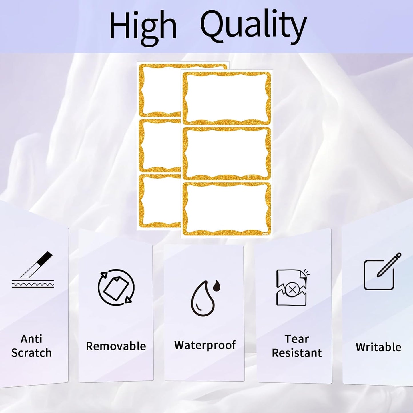 STARLIBOO Holographic Colored Labels Stickers, 3X5 Inch Removable Large Label Stickers for Moving Boxes and Storage Bins- Waterproof- Writable- Tear Resistant (Holographic Red