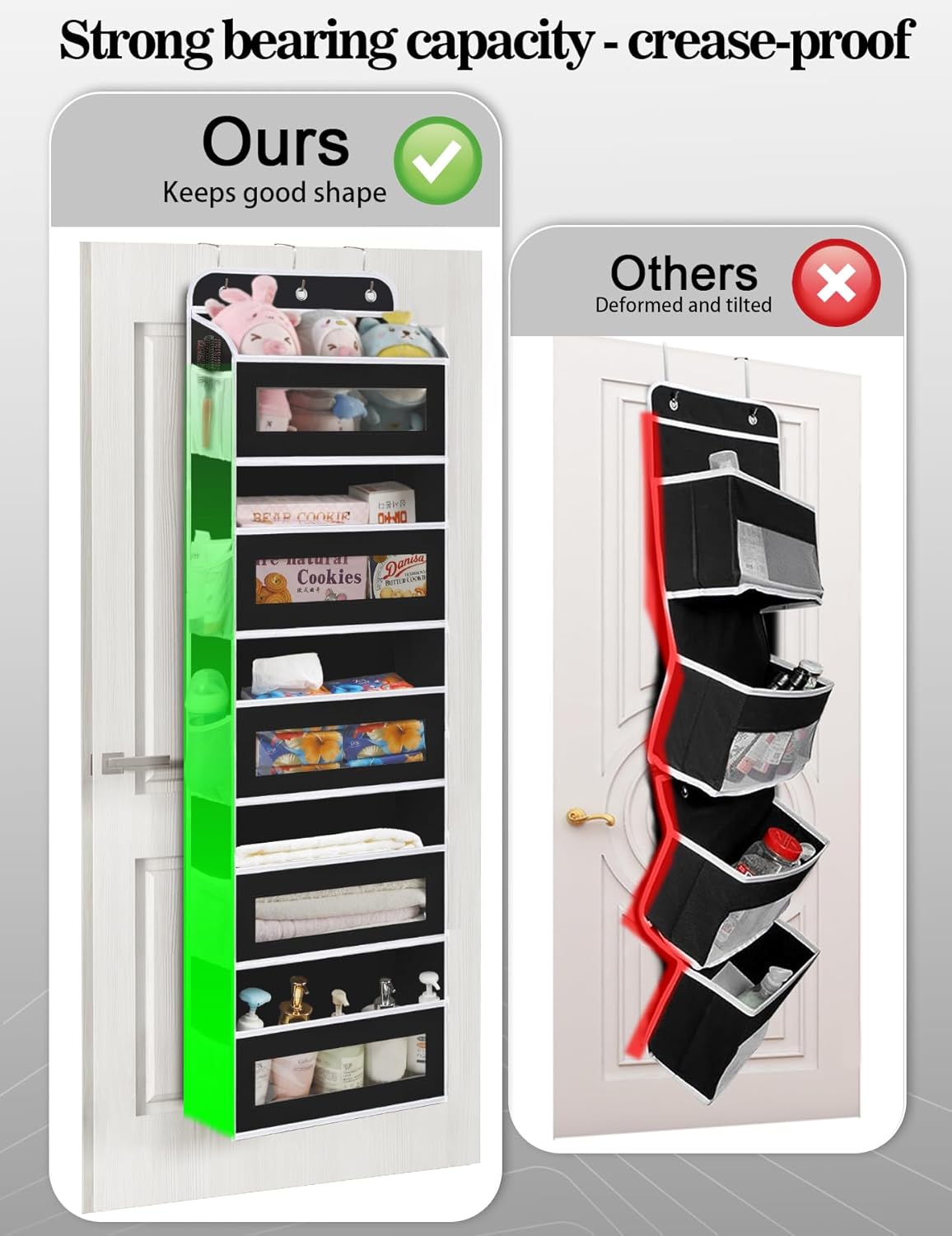 Over The Door Organizer, 5 Shelves Closet Door Hanging Organizer with 10 Mesh Pockets, Nursery Closet Organizers, Baby Essentials, Dorm Room Essentials for Girls