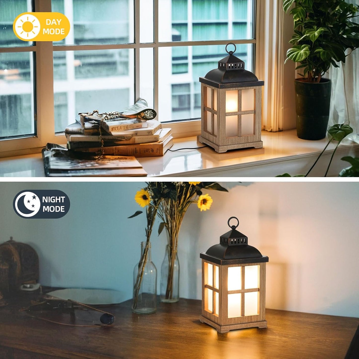 Wax Melt Warmer with Timer: Farmhouse Lantern Candle Warmer Electric Tart Burner with Lid for Scented Wax