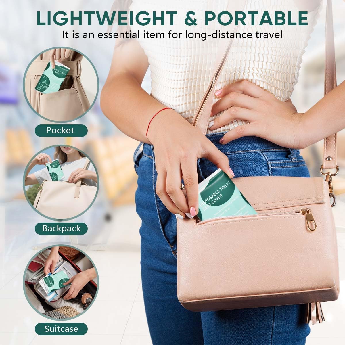 30 Pcs Disposable Flushable Paper Toilet Seat Covers Travel Supplies Essentials for Airplane, Public Restrooms, Bathroom, Hotels, Camping, Kids or Adults