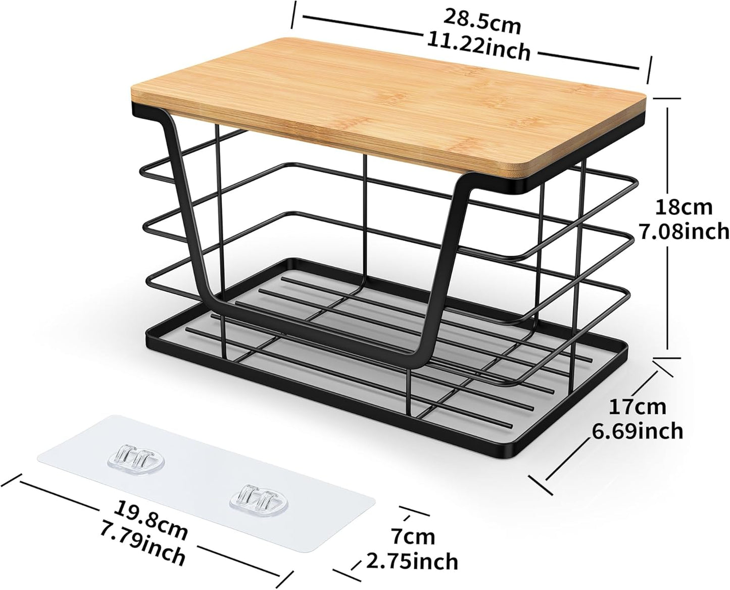 ALOCEO Extra Large Trash Bag Holder Dispenser With Bamboo Top, Wall Mounted Garbage Bag Dispenser Roll Holder for Kitchen Laundry Room Organization