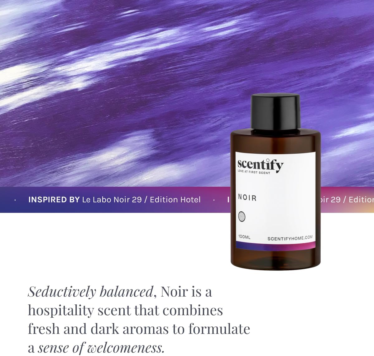 Scentify Noir Aroma Oil Refill Scent for Oil Diffusers - Bergamot, Bay Leaf, Vetiver, Cedar, Musk Scents - Luxurious Relaxing Aromatherapy Diffuser Fragrance 100ml, 3.38 oz