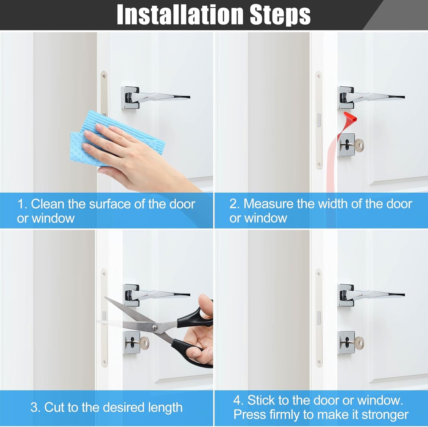 Draft Seal Tape for Doors and Windows 3 in x 10 Ft Silicone Weather Stripping Extra Thick 2mm Door Seal Strip with Strong Adhesive Draft Insulation Stopper Side Seal - Clear