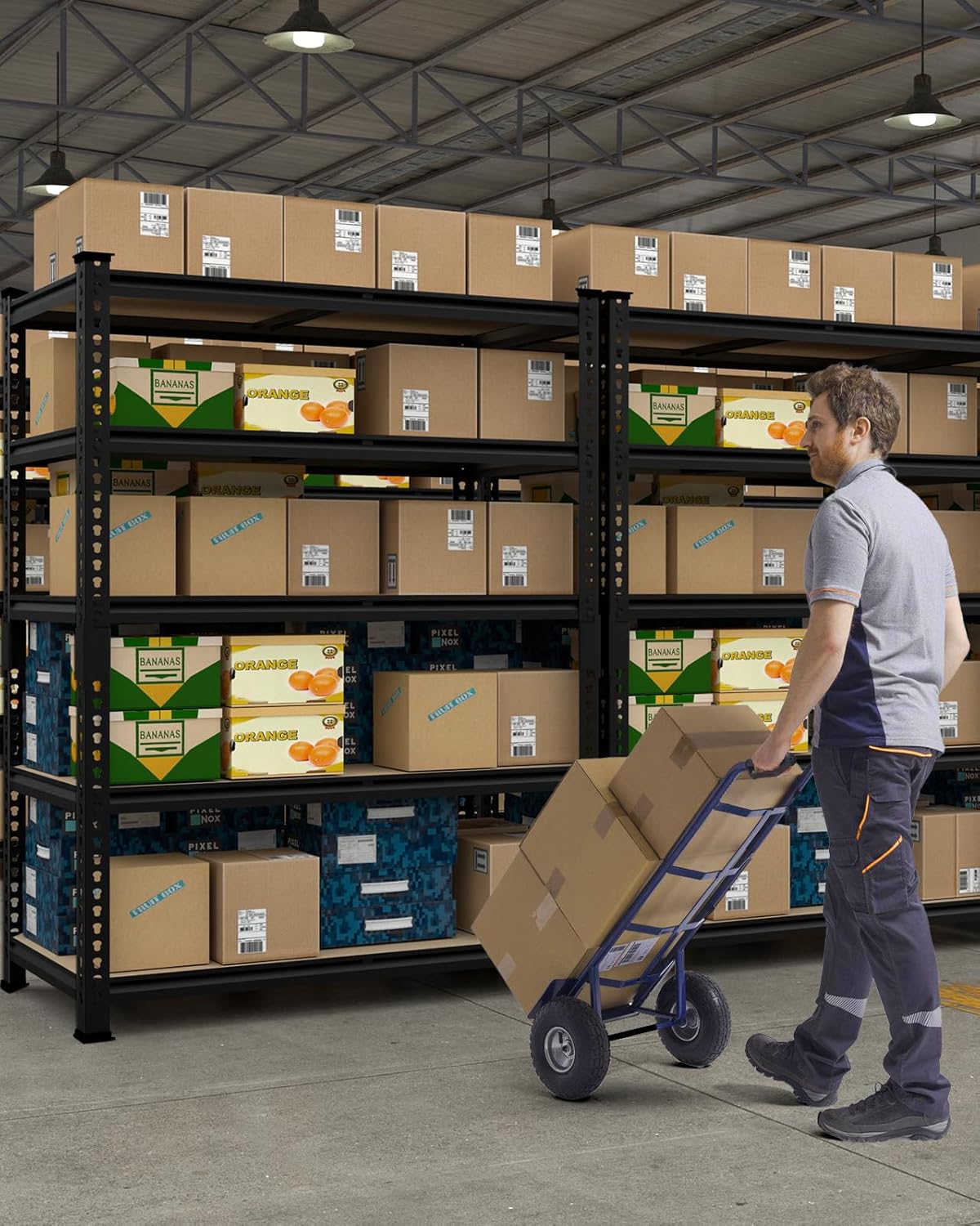 PrimeZone 36" x 16" x 72" Heavy Duty Storage Shelves - 5 Tier Adjustable Garage Storage Shelving, Metal Storage Utility Rack Shelf Unit for Warehouse Pantry Closet Kitchen, Black, 4 Pack