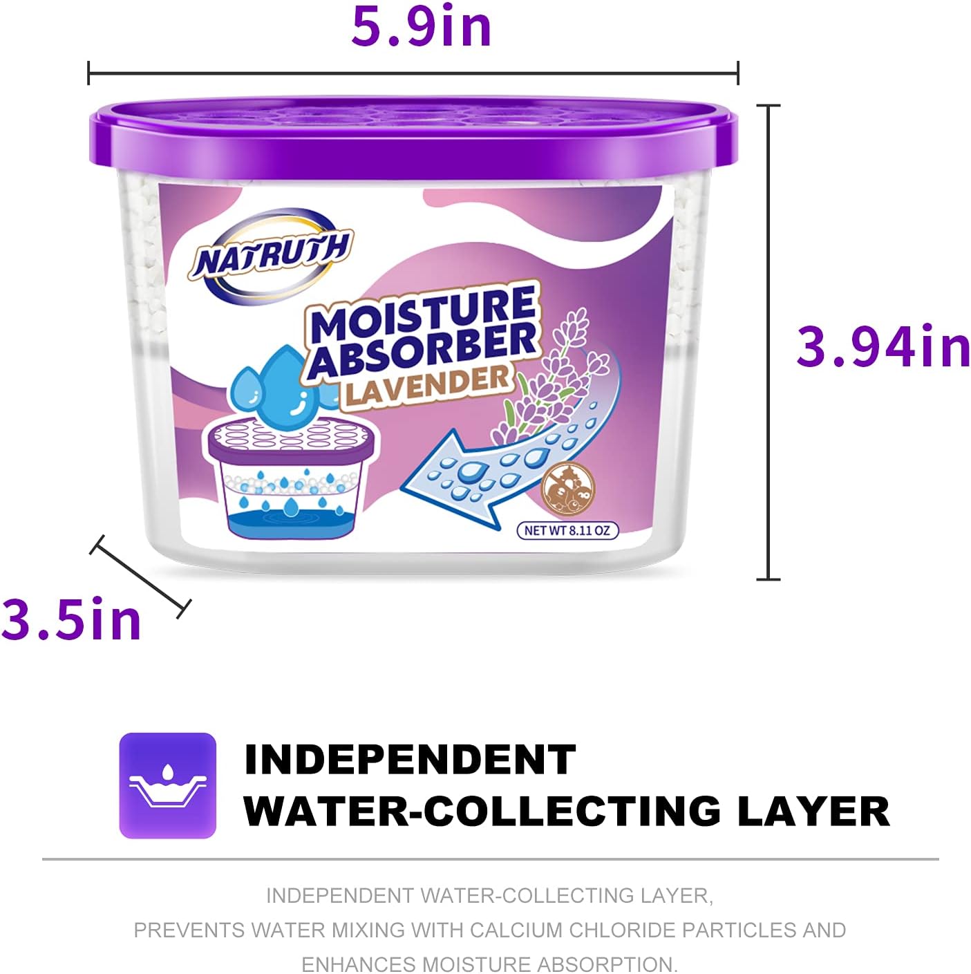 NATRUTH Moisture Absorbers with Lavender Scent,9-Pack Portable Closet Dehumidifier, Odor Eliminator Absorber Bucket, Unscented Humidity Absorber,Cleaner Air Dehumidifier for Closet,Bathrooms