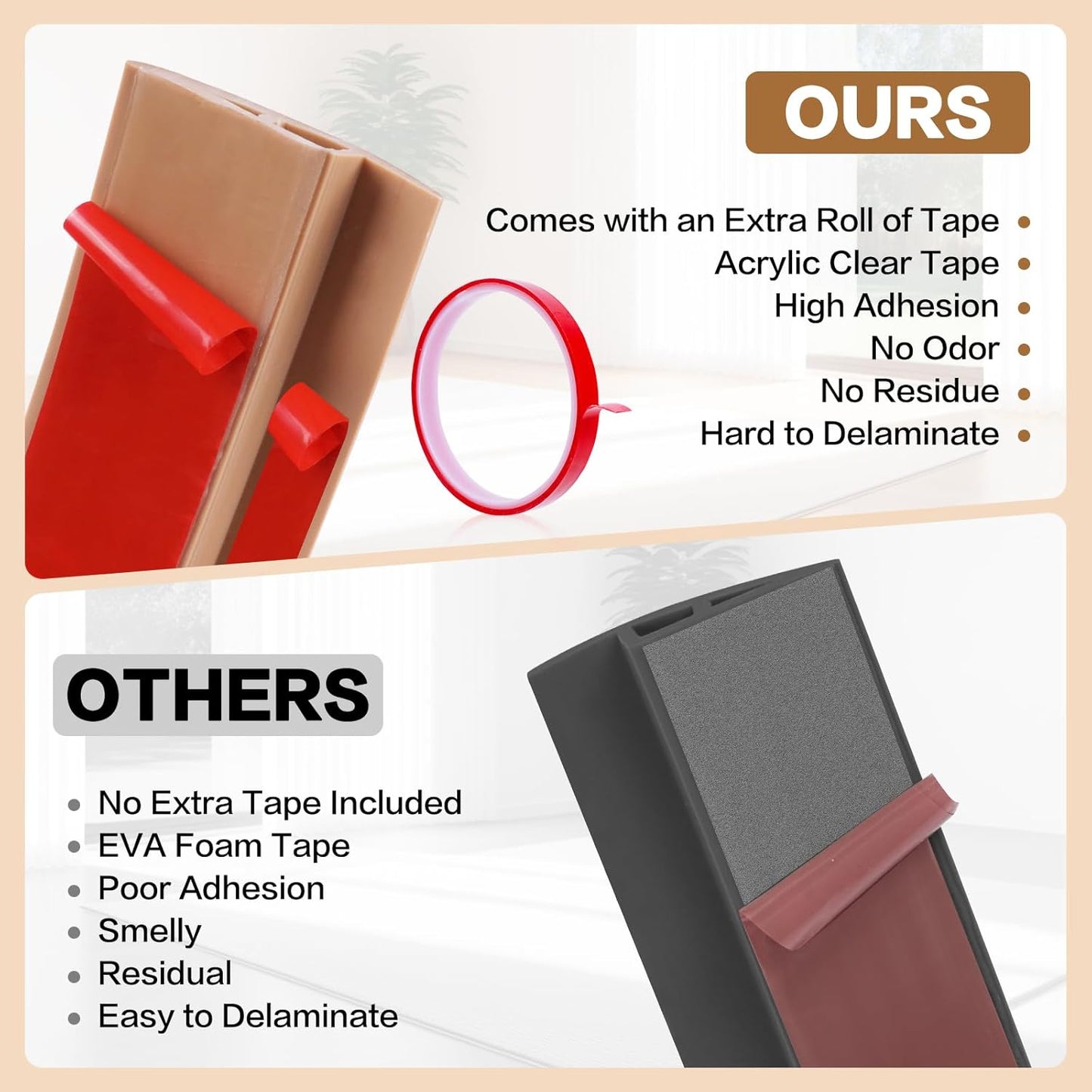 Floor Transition Strip Vinyl Door Threshold Ramp Self Adhesive Carpet Edging Strip Doorway Edge Trim, Overlap Edge Reducer for Laminate Carpet, Floor, Tile (Brown Wood Grain, 3/5" to 4/5", 6.6Ft)