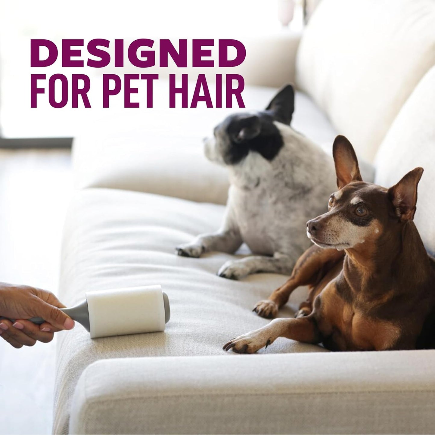 Scotch-Brite Pet Hair Pickup Extra Sticky Lint Roller, Designed for Removing Fur + Fluff on Couches, Clothes, Dog and Cat Beds, & More, 6 Pack, 420 Easy-Tear Adhesive Sheets Total